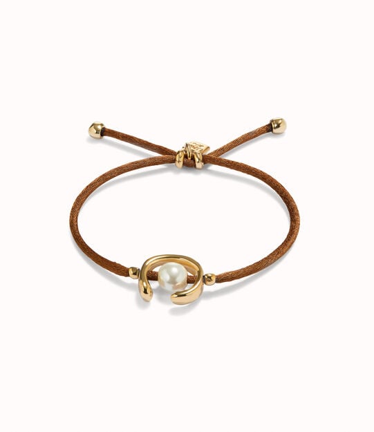 Brown cord bracelet with a pearl